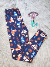 Load image into Gallery viewer, Navy blue nautical leggings