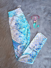 Load image into Gallery viewer, Blue mermaid leggings with mermaid tail
