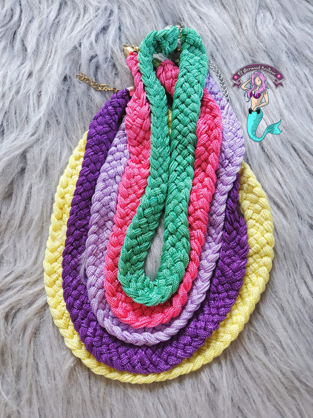 Colorful braided necklaces