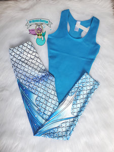 Gray and blue mermaid tail leggings
