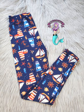 Load image into Gallery viewer, Navy blue nautical leggings
