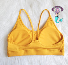 Load image into Gallery viewer, Mustard yellow sport bra

