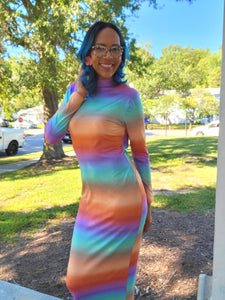 Colorful long sleeve maxi dress