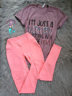 Bright pink wide waisted leggings