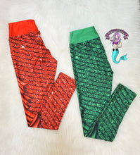 Load image into Gallery viewer, Mermaid Christmas Colors Leggings
