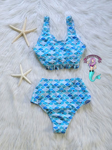 Blue Mermaid bikini high waisted