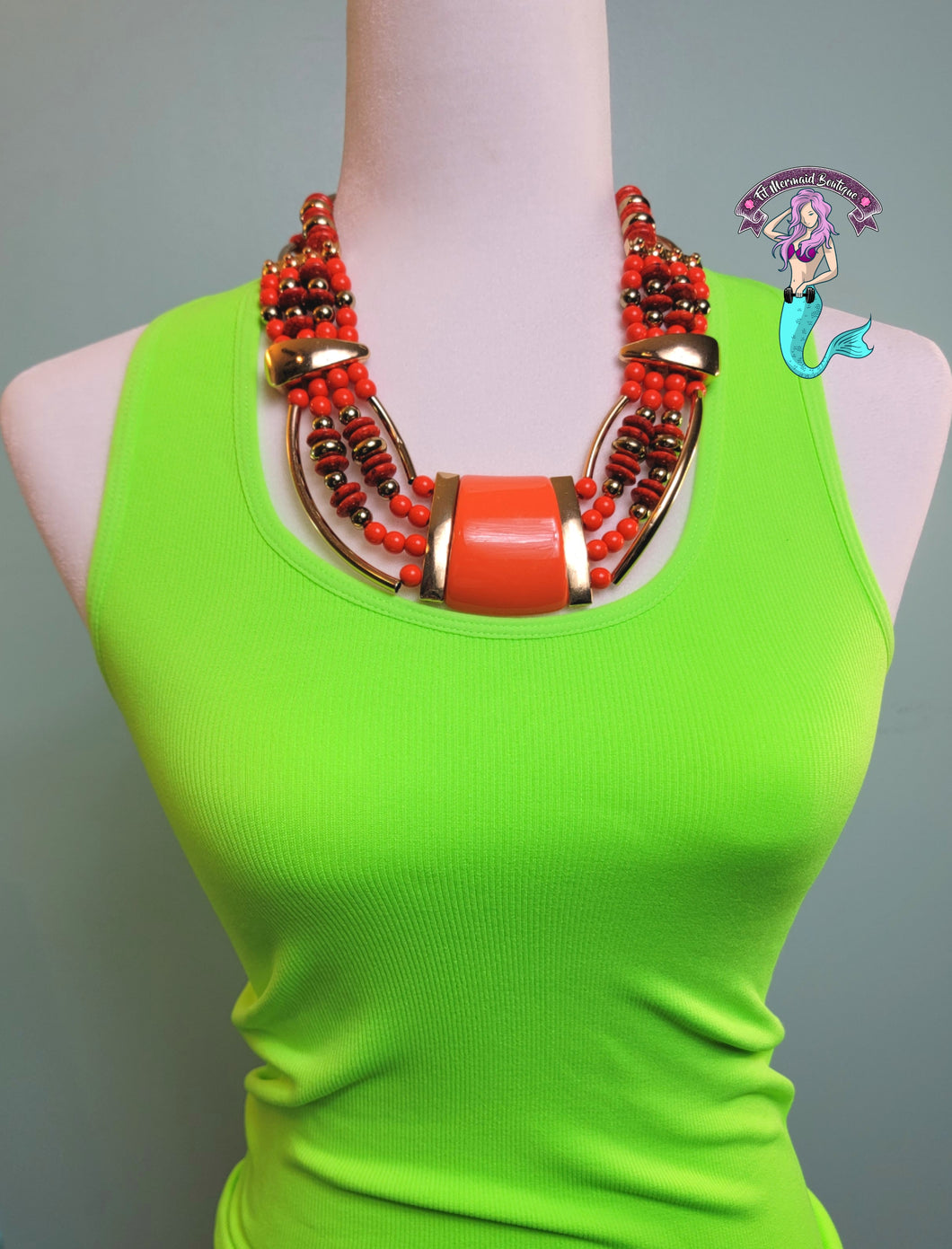 Beads orange necklace set