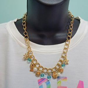 Gold sea lovers necklace